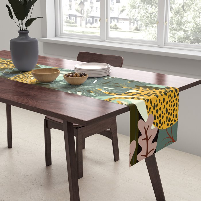 Leopard jungle print Table Runner Gallery Image 2