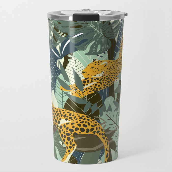 Leopard jungle print Travel Mug Gallery Image 1