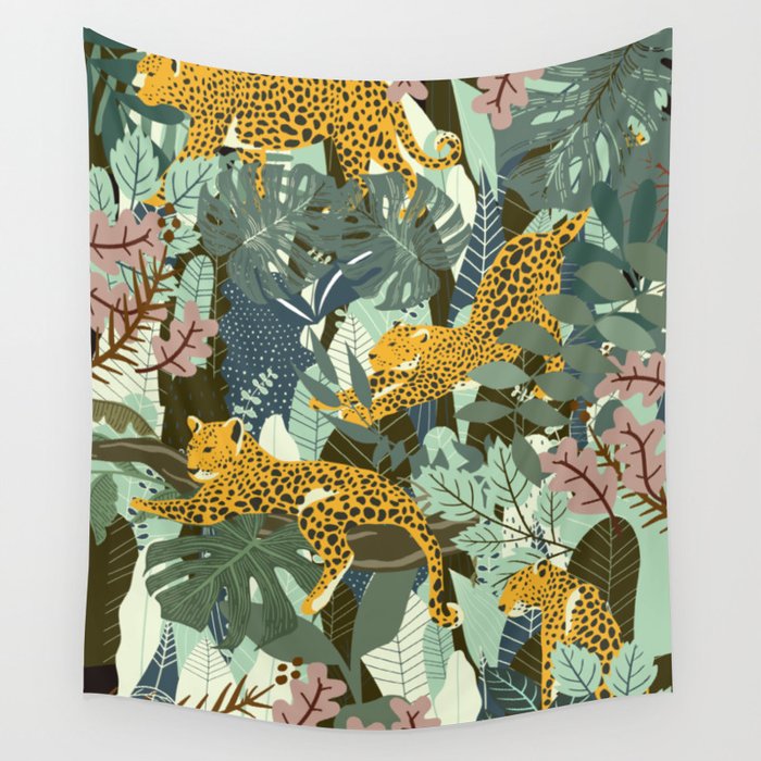 Leopard jungle print Wall Tapestry Gallery Image 4