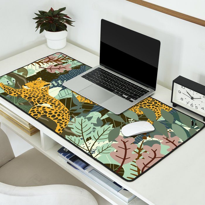 Leopard jungle print Desk Mat Gallery Image 2
