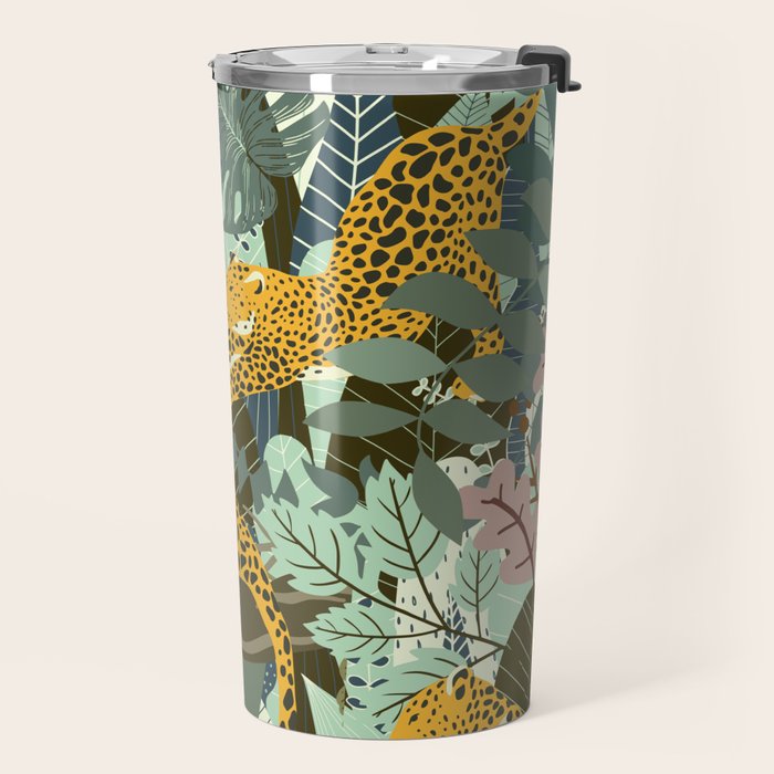 Leopard jungle print Travel Mug Gallery Image 2