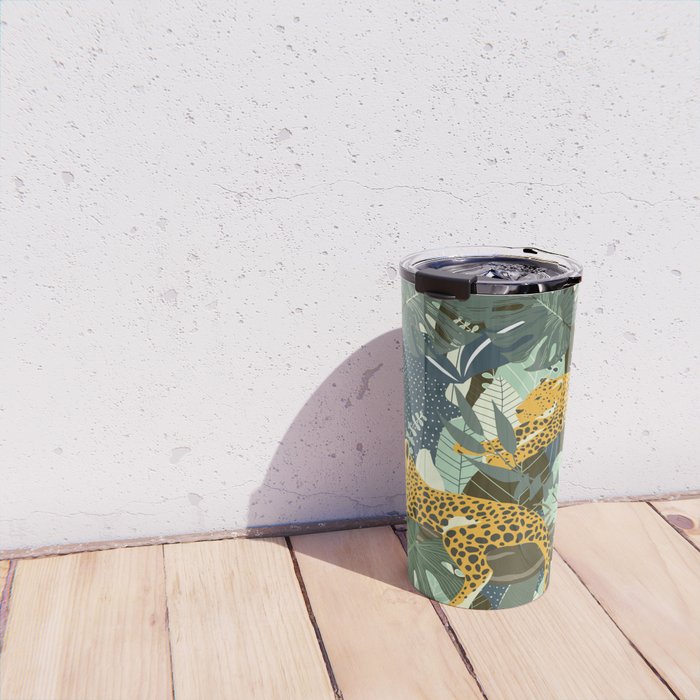 Leopard jungle print Travel Mug Gallery Image 4
