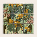 Leopard jungle print Wood Wall Art Gallery Image 1