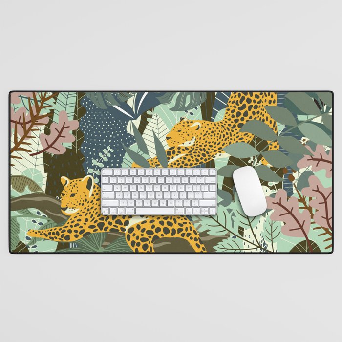 Leopard jungle print Desk Mat Gallery Image 1