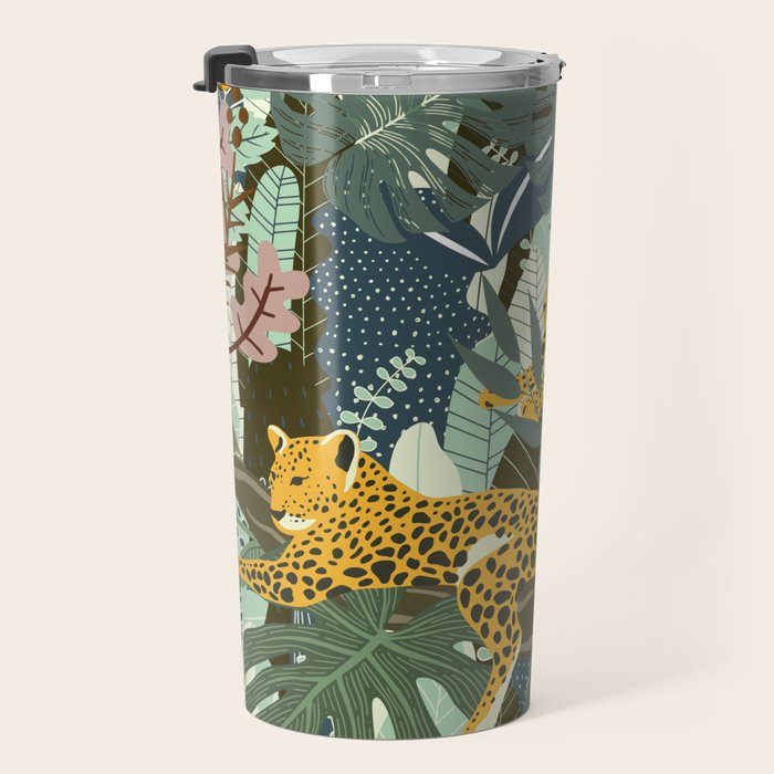 Leopard jungle print Travel Mug Gallery Image 3