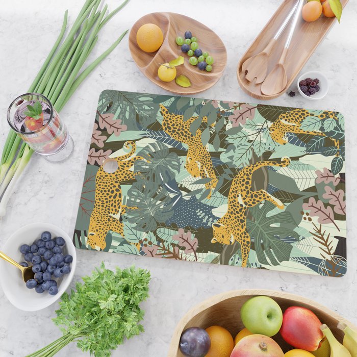Leopard jungle print Cutting Board Gallery Image 2