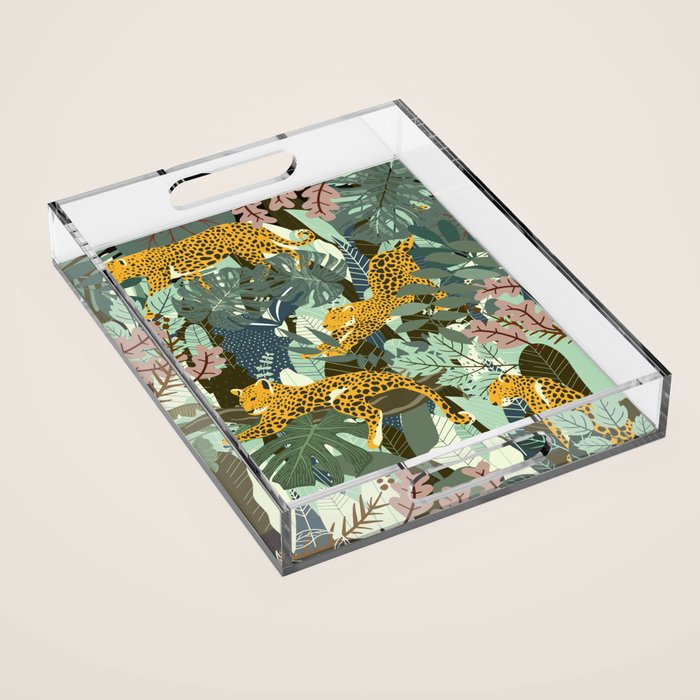 Leopard jungle print Acrylic Tray Gallery Image 1