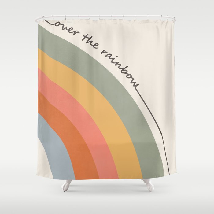 Retro Boho Rainbow with Quote Shower Curtain Gallery Image 1