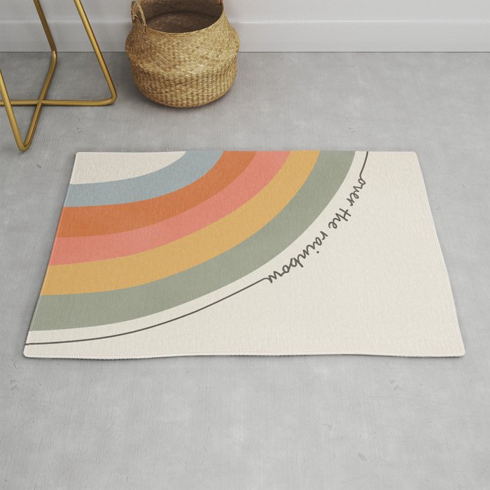 Retro Boho Rainbow with Quote Rug Gallery Image 1