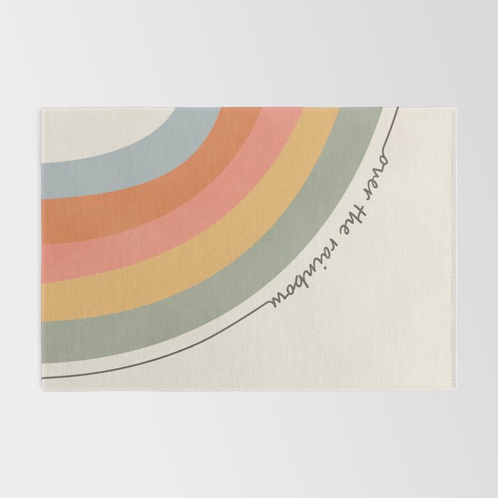 Retro Boho Rainbow with Quote Rug Gallery Image 2