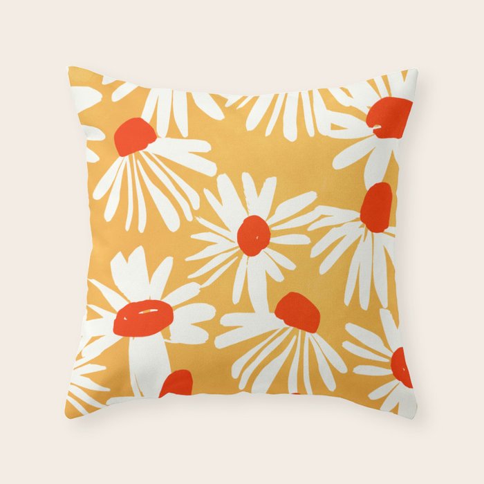 Summer Daisy: Tangerine Edition Throw Pillow Gallery Image 6