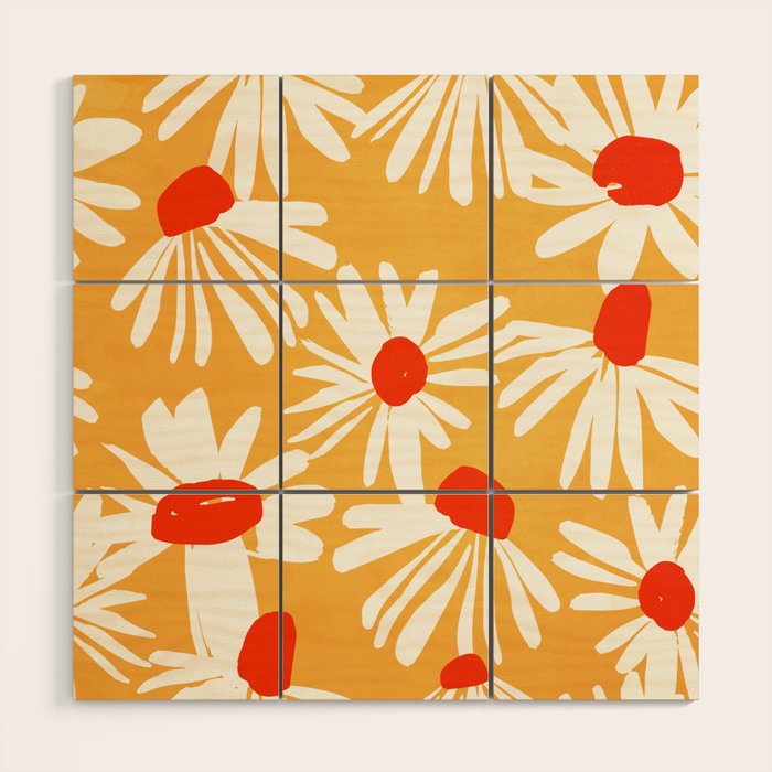Summer Daisy: Tangerine Edition Wood Wall Art Gallery Image 1