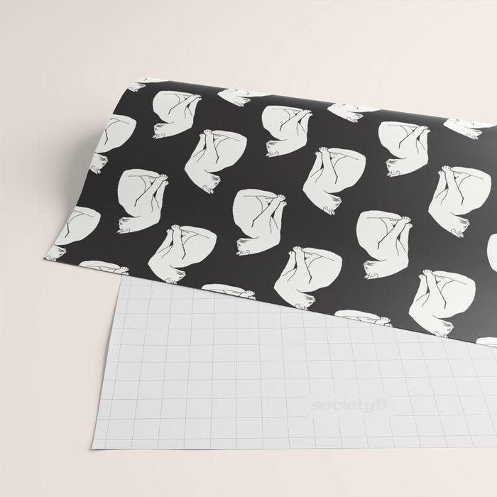 White Cat On Black Wrapping Paper Gallery Image 2