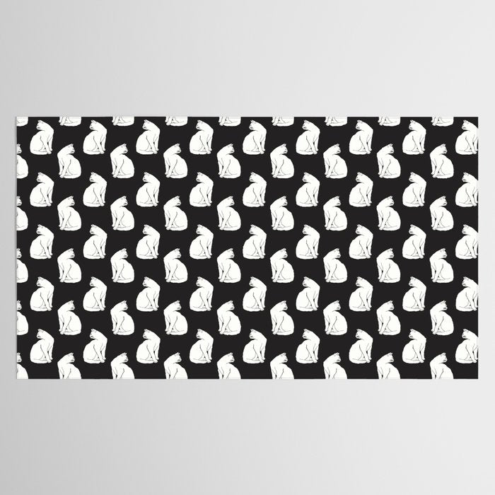 White Cat On Black Tablecloth Gallery Image 2
