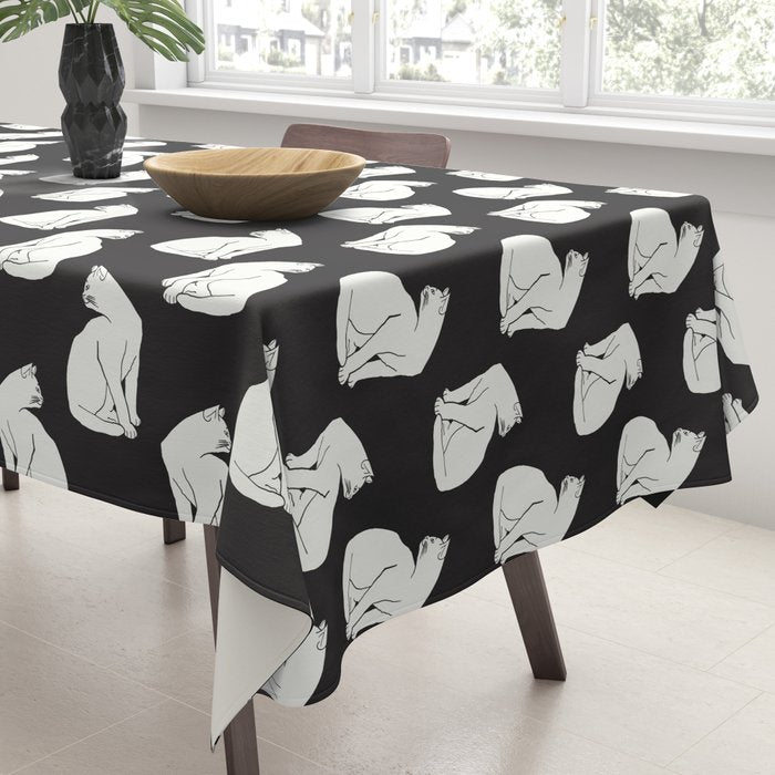 White Cat On Black Tablecloth Gallery Image 3