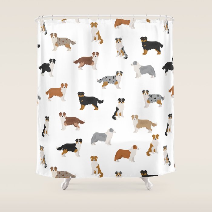 Australian Shepherd Colors Pattern Shower Curtain Gallery Image 1