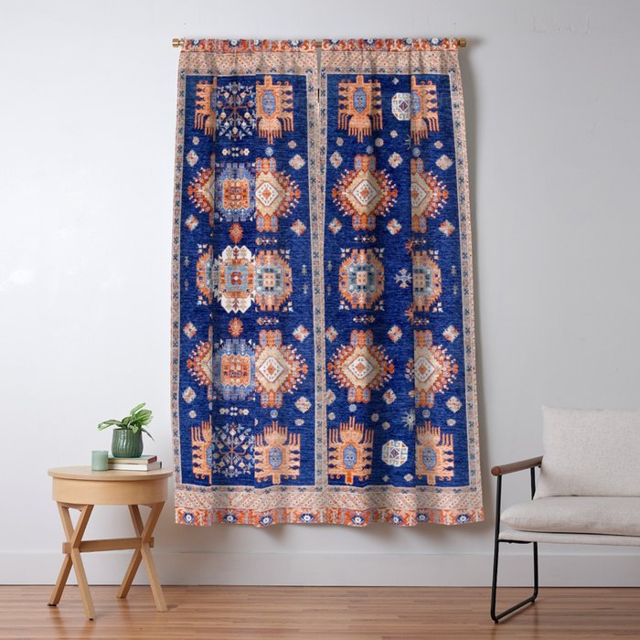 Navy Angel Jewels Kazak Rug Window Curtain Gallery Image 1