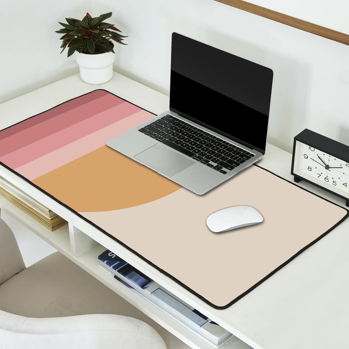 Minimal Retro Sunset Sunrise - Neutral Pink Desk Mat Gallery Image 2