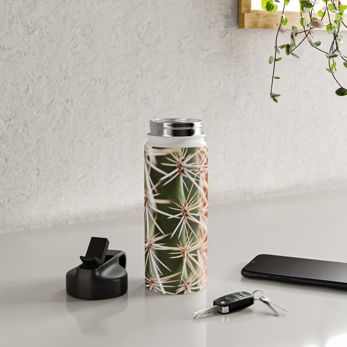 Cactus pattern in Marrakech in the summer - Green, terra cotta mediterranean - Travel Photography Water Bottle Gallery Image 4