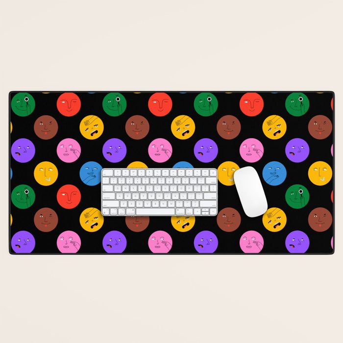 Funny colorful cartoon character face pattern Desk Mat Gallery Image 1