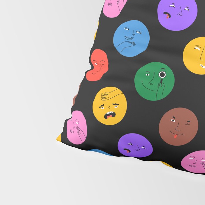Funny colorful cartoon character face pattern Pillow Sham Gallery Image 4