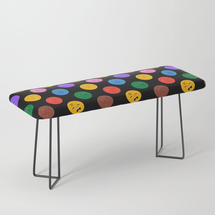 Funny colorful cartoon character face pattern Bench Gallery Image 1