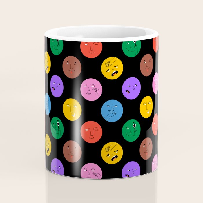 Funny colorful cartoon character face pattern Coffee Mug Gallery Image 4