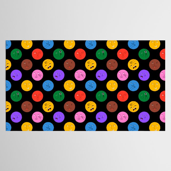 Funny colorful cartoon character face pattern Tablecloth Gallery Image 2