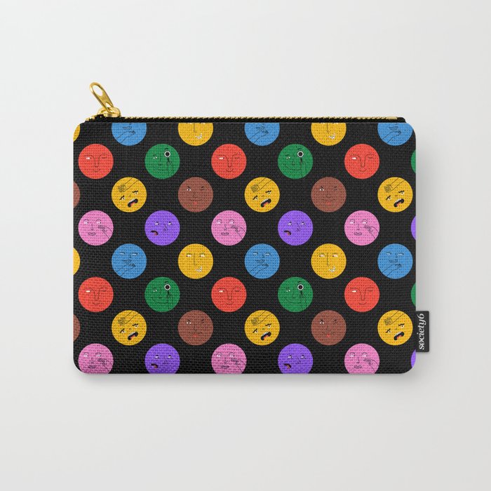 Funny colorful cartoon character face pattern Carry All Pouch Gallery Image 1