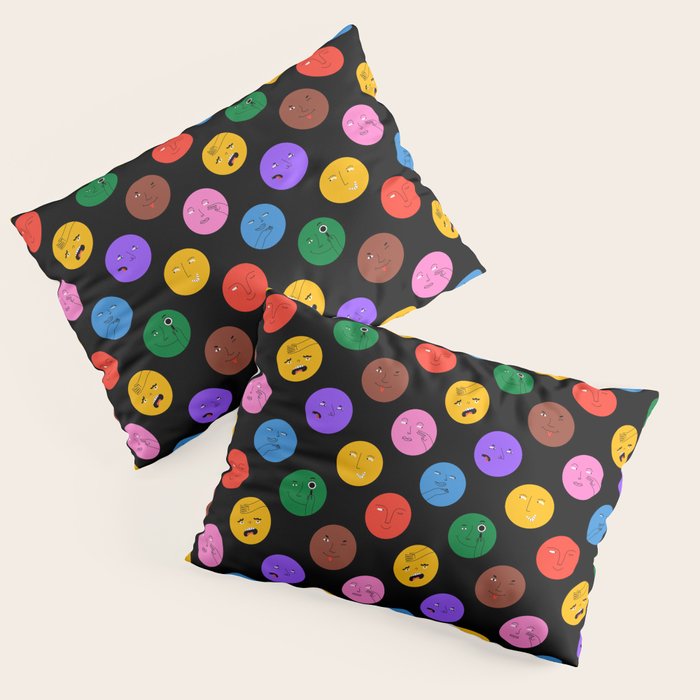 Funny colorful cartoon character face pattern Pillow Sham Gallery Image 1