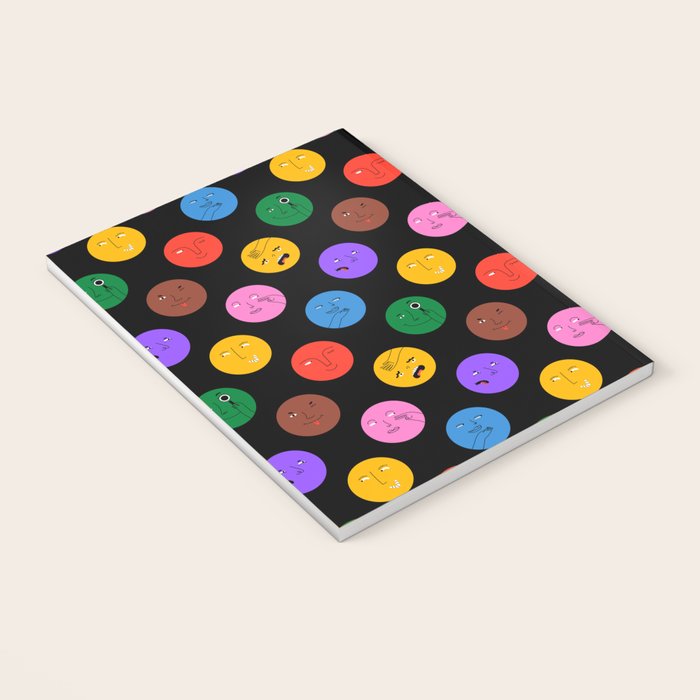 Funny colorful cartoon character face pattern Notebook Gallery Image 3