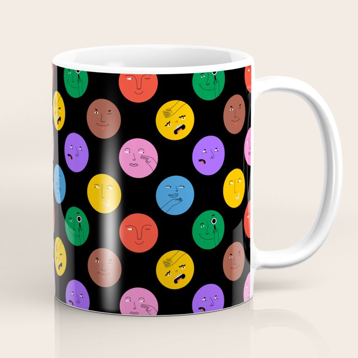 Funny colorful cartoon character face pattern Coffee Mug Gallery Image 1