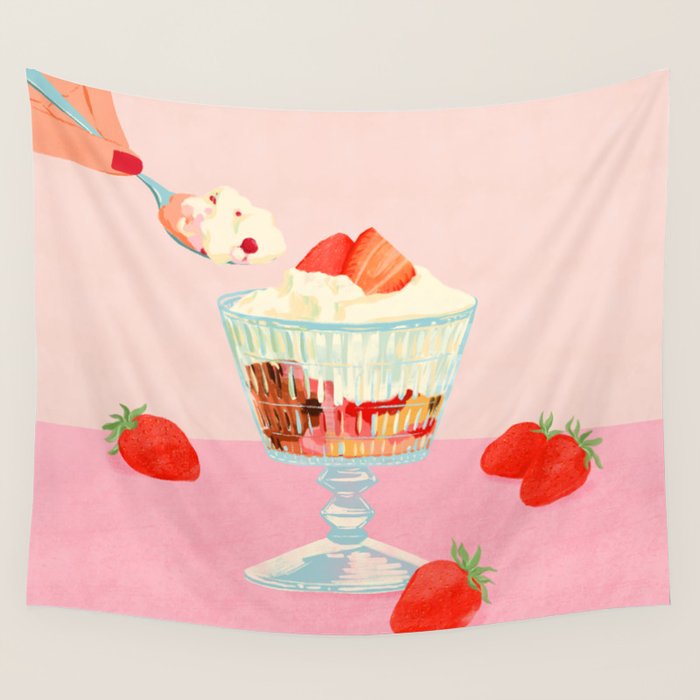 Strawberry Ice Cream Wall Tapestry Gallery Image 4