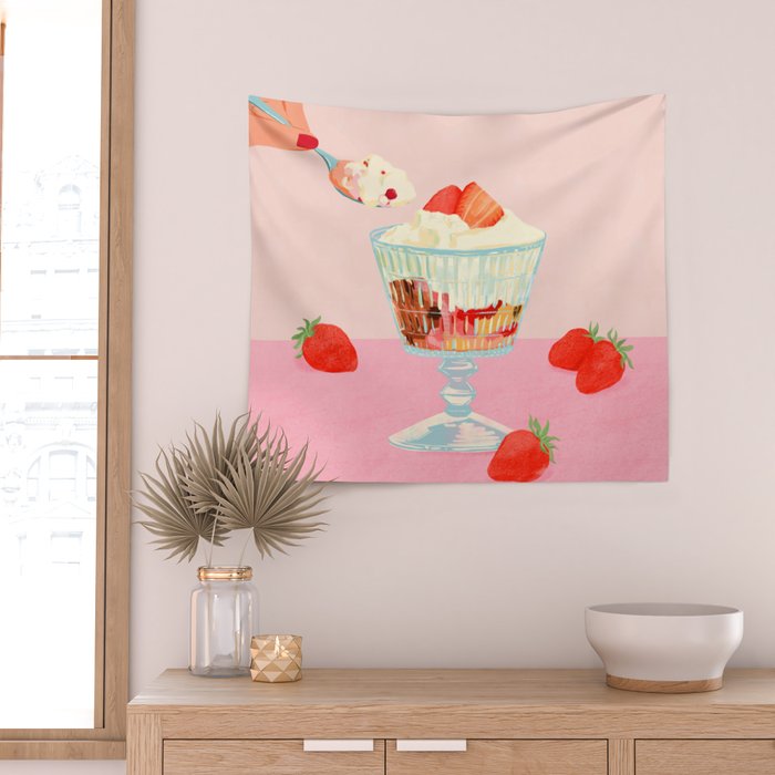 Strawberry Ice Cream Wall Tapestry Gallery Image 2