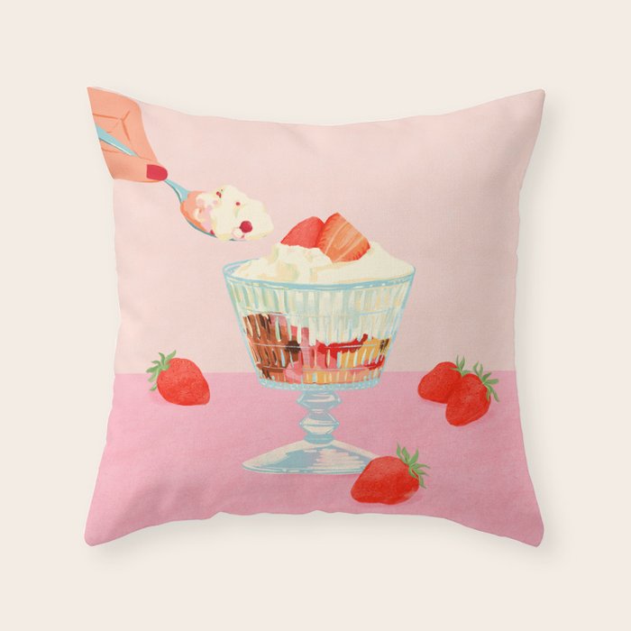Strawberry Ice Cream Throw Pillow Gallery Image 1