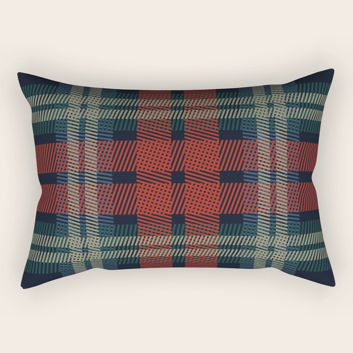 Navy Blue Red Classic Plaid Rectangular Pillow Gallery Image 2