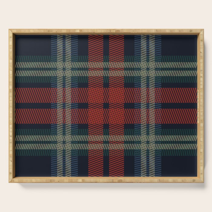 Navy Blue Red Classic Plaid Serving Tray Gallery Image 1