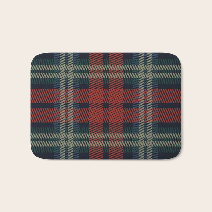 Navy Blue Red Classic Plaid Bath Mat Gallery Image 1