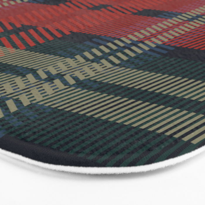 Navy Blue Red Classic Plaid Bath Mat Gallery Image 3