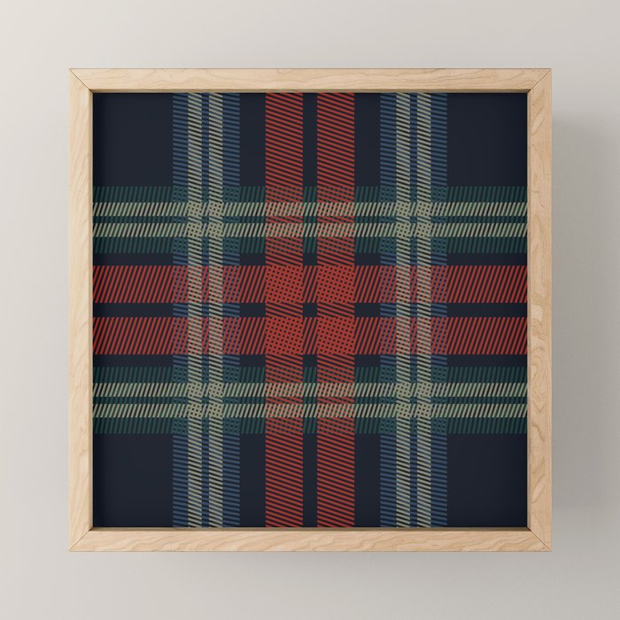 Navy Blue Red Classic Plaid Mini Art Print Gallery Image 1
