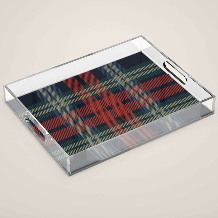 Navy Blue Red Classic Plaid Acrylic Tray Gallery Image 1
