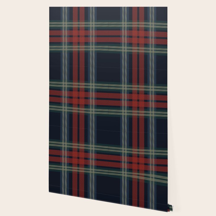 Navy Blue Red Classic Plaid Wallpaper Gallery Image 2