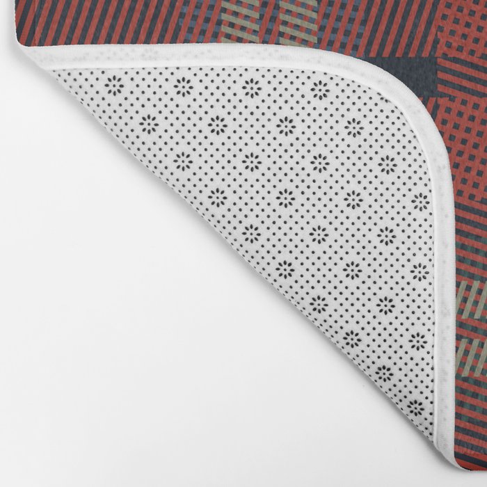 Navy Blue Red Classic Plaid Bath Mat Gallery Image 2