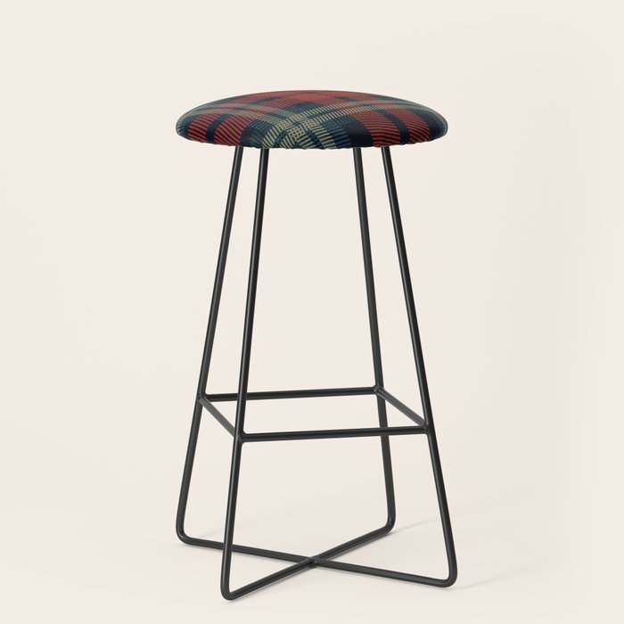 Navy Blue Red Classic Plaid Stool Gallery Image 1