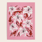 Tigers & Tiger Lilies - Vermilion & Pink Poster Gallery Image 4