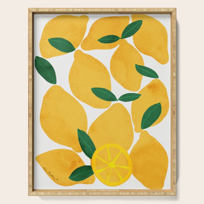 lemon mediterranean still life Serving Tray Gallery Image 1