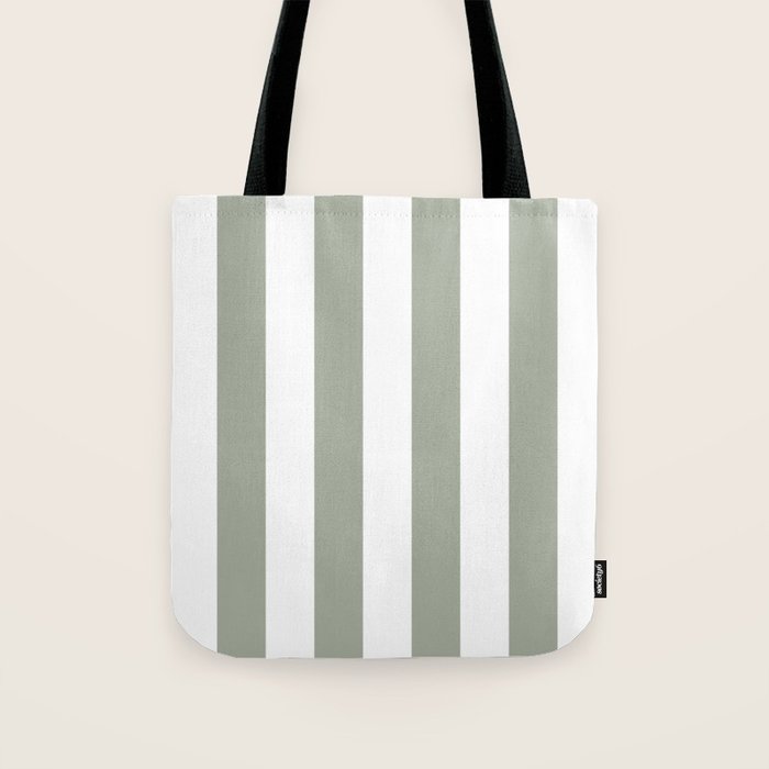 Desert Sage Grey Green Circus Tent Stripe Tote Bag Gallery Image 1