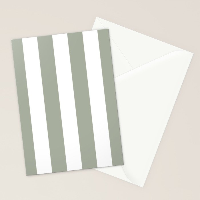 Desert Sage Grey Green Circus Tent Stripe Stationery Card Gallery Image 2
