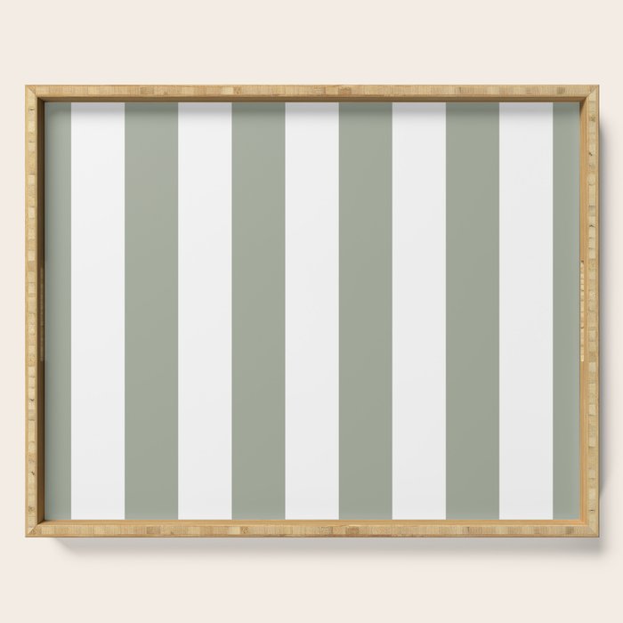 Desert Sage Grey Green Circus Tent Stripe Serving Tray Gallery Image 1
