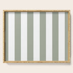 Desert Sage Grey Green Circus Tent Stripe Serving Tray Gallery Image 1